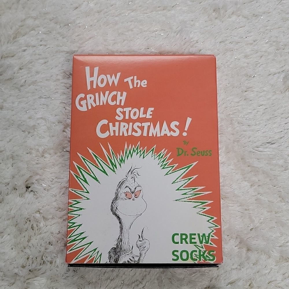 HOW THE GRINCH STOLE CHRISTMAS!  2 PAIRS OF CREW SOCKS - NEW IN PACKAGE